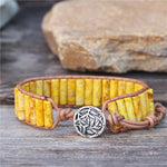 Load image into Gallery viewer, Yellow Imperial Jasper Tube Beaded Bracelet
