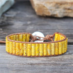 Load image into Gallery viewer, Yellow Imperial Jasper Tube Beaded Bracelet
