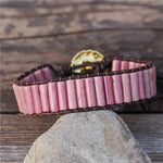 Load image into Gallery viewer, Rhodonite Tube Beaded Bracelet
