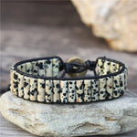 Load image into Gallery viewer, Dalmatian Stone Tube Beaded Bracelet
