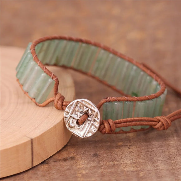 Green Aventurine Tube Beads Bracelet