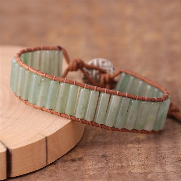 Green Aventurine Tube Beads Bracelet