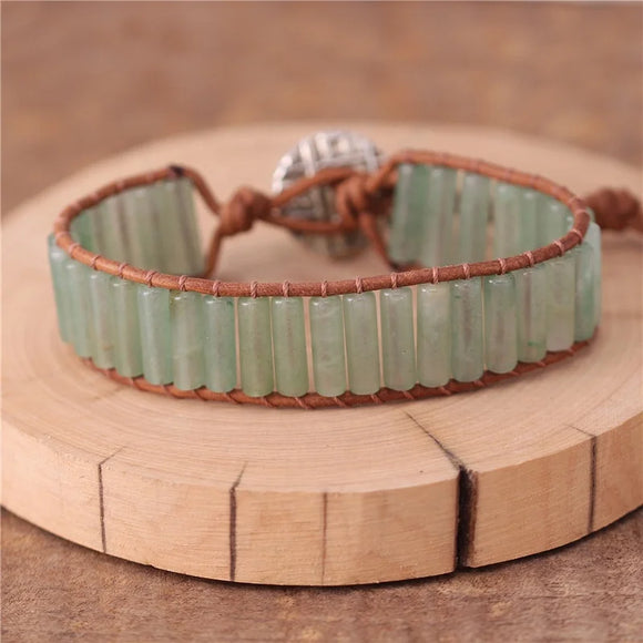 Green Aventurine Tube Beads Bracelet