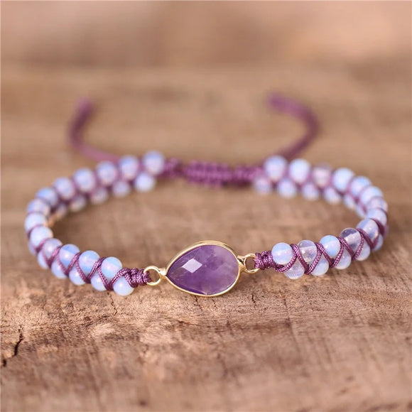 Amethyst Charm Bracelet Opal Beads Bracelet