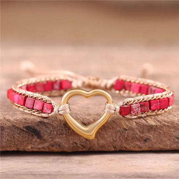 Heart Charm And Beads Bracelet