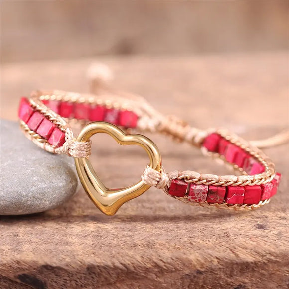 Heart Charm And Beads Bracelet