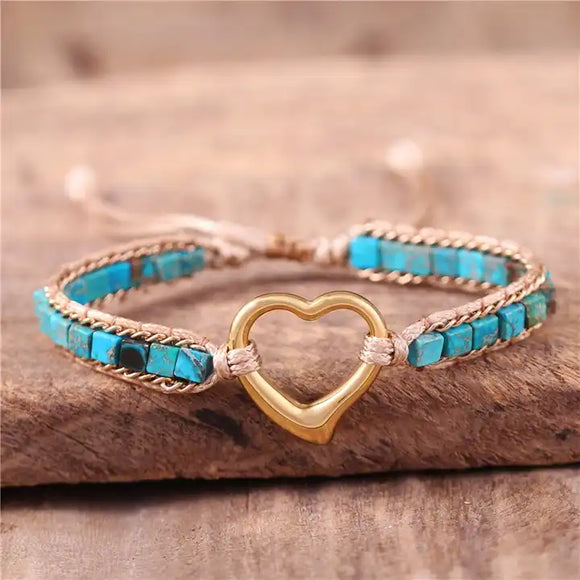 Heart Charm And Beads Bracelet