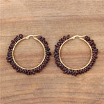 Load image into Gallery viewer, Hoop Stone Beads Earrings
