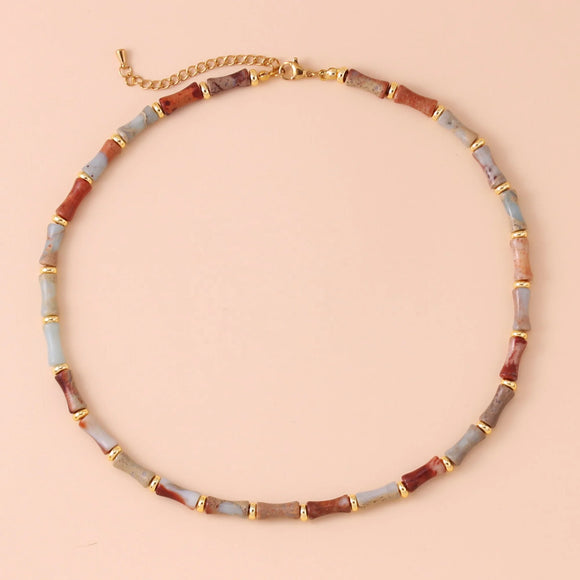 Bamboo Tube Beads Choker Necklaces