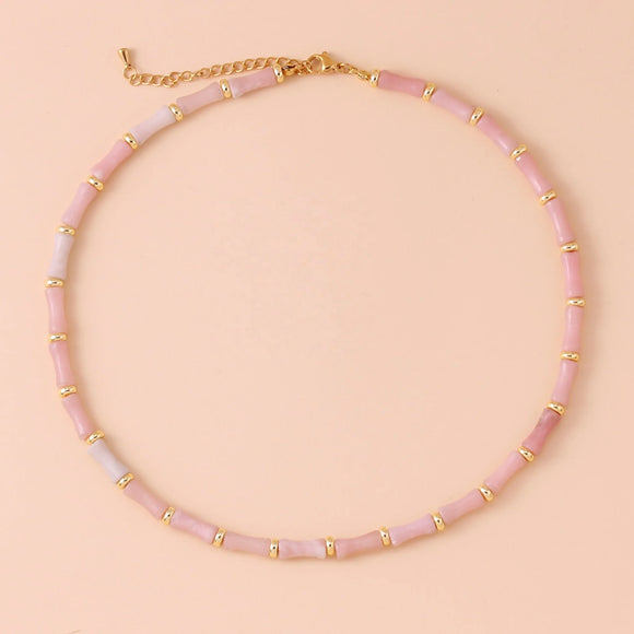 Bamboo Tube Beads Choker Necklaces