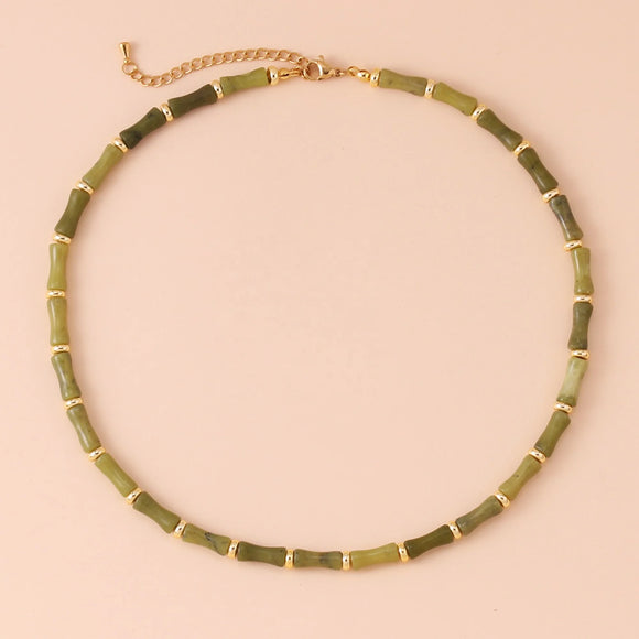 Bamboo Tube Beads Choker Necklaces