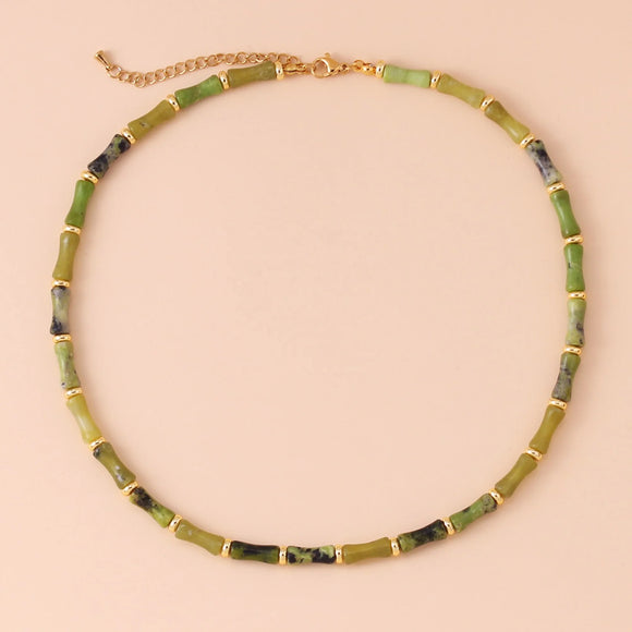 Bamboo Tube Beads Choker Necklaces