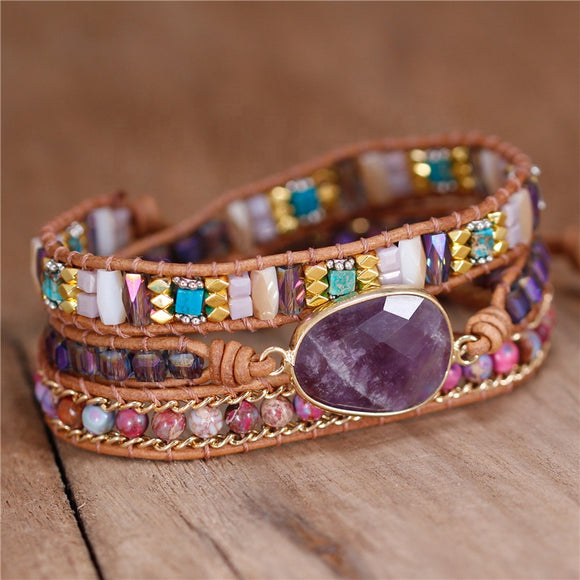 Real natural beads Purple stone bracelet