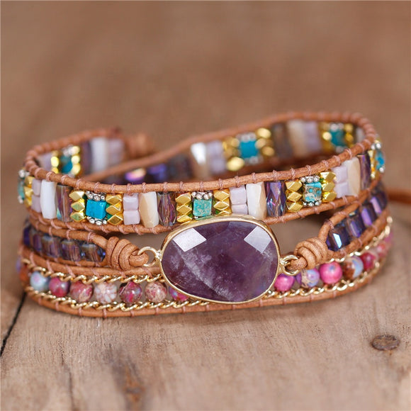 Real natural beads Purple stone bracelet