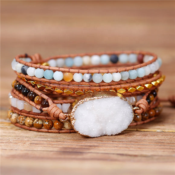 Real natural beads White Stone bracelet