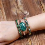 Load image into Gallery viewer, Real natural beads green stone bracelet
