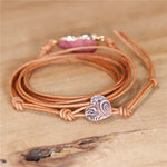 Load image into Gallery viewer, Rhodonite stone Heart Leather Wrap Bracelet
