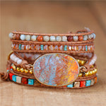 Load image into Gallery viewer, Blue and Orange Oval charm bracelet
