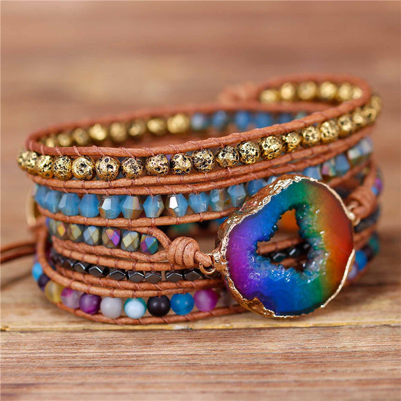 Multi colors druzy bracelet