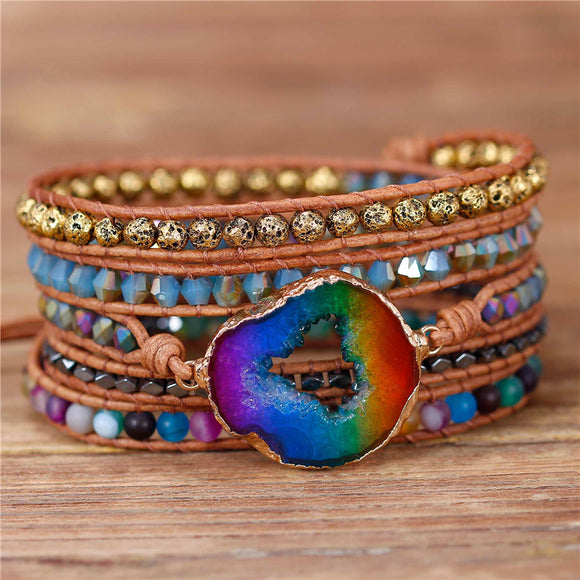 Multi colors druzy bracelet